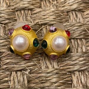 Elegant Gold and Multicolor Gemstone Earrings